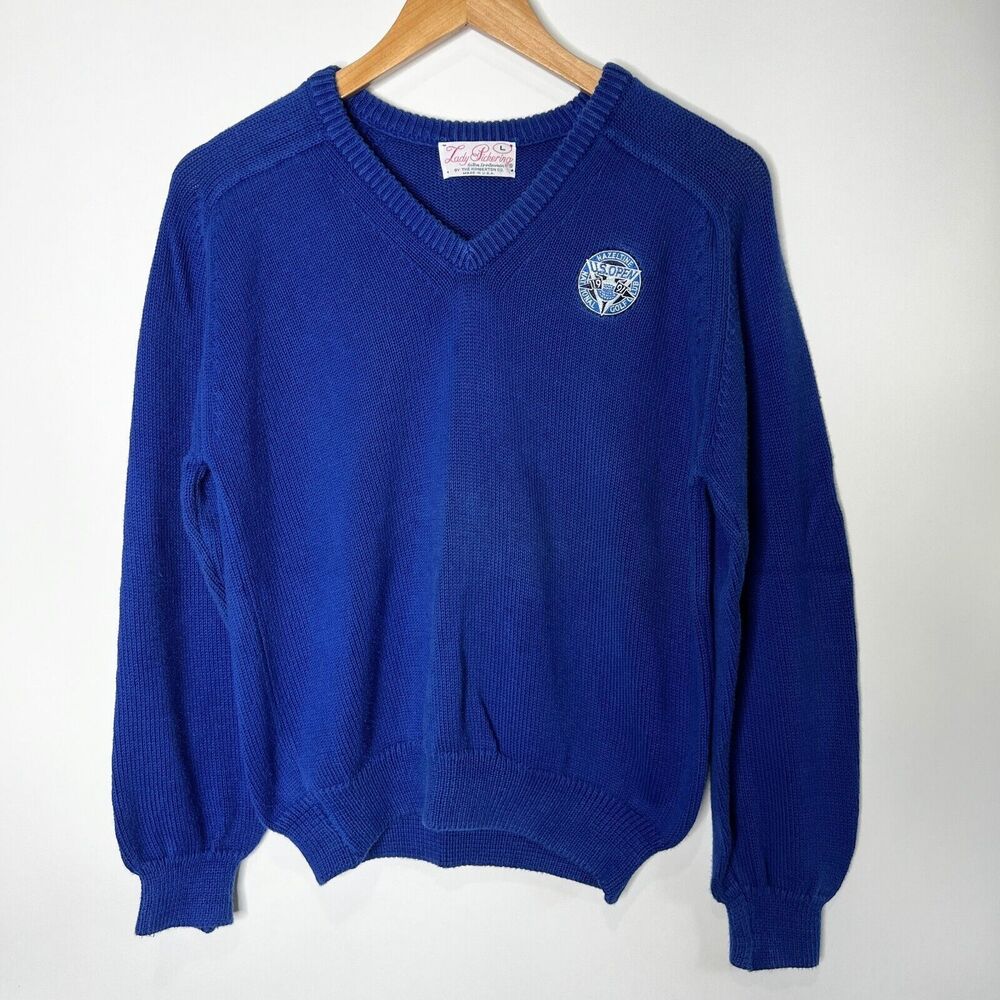 Vintage US Open Golf 1991 Hazeltine Sweater Blue V-Neck Women Size Large